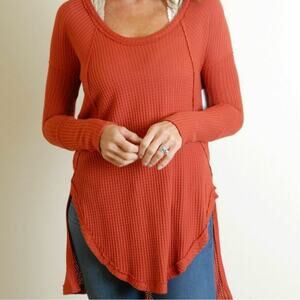 Free People Women’s Drippy Ventura Thermal/Waffle Knit Tunic Top Size XS